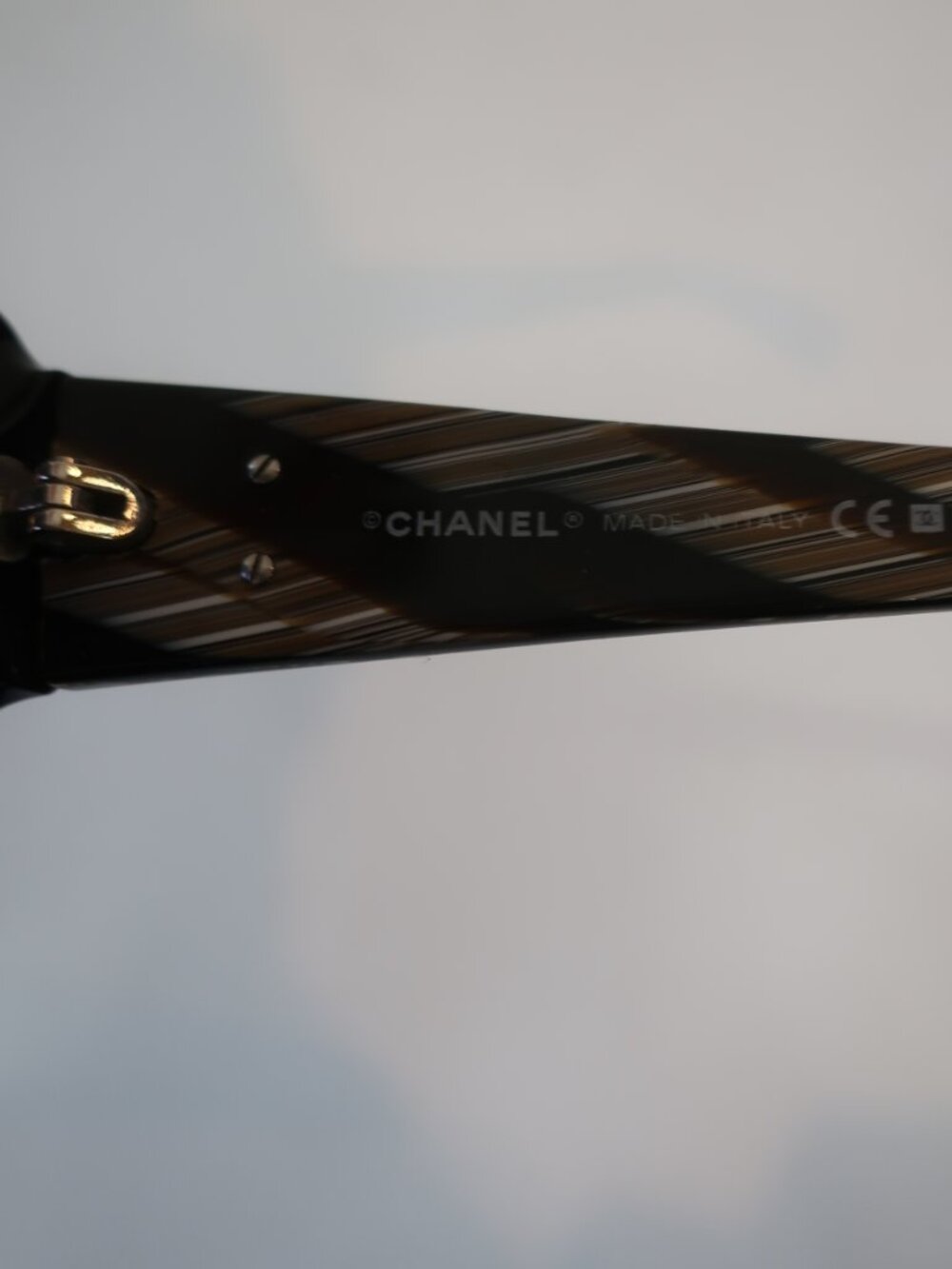 Womens Chanel 5078 Black and Marbled Brown Plastic Rectangular Sunglasses - Picture 8 of 10